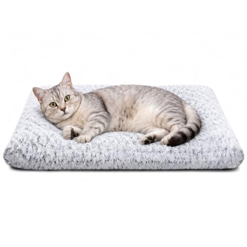 Dog Bed Small Size, Plush Washable Pet Bed Mat, Dog Crate Bed 17"x14", Gray