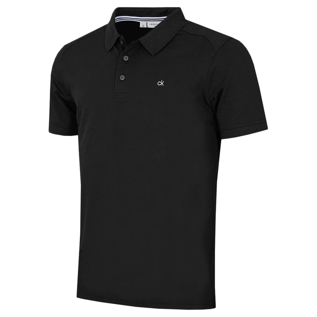 Calvin Klein (Xxxxxl, ) Mens 2026 Campus 3 Button Ribbed Collar Golf Polo Shirt Black