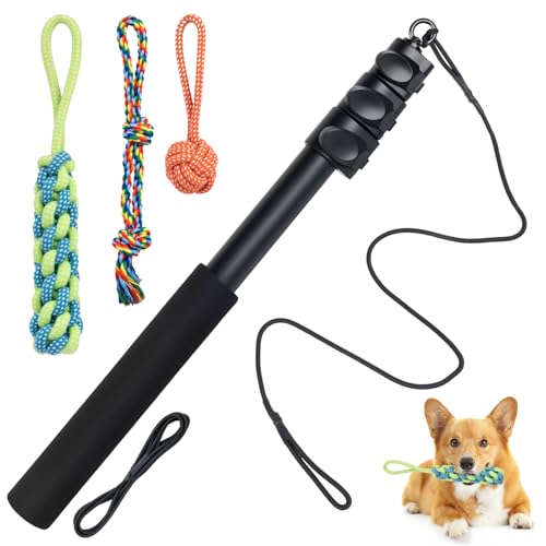 autozen Reizangel Hunde, 124cm Reizangel 6 Stücke für Hunde längenverstellbar Hundespielzeug aus Aluminiumlegierung mit 3 Hundespielzeug Seil für Training