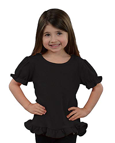 Image of Monag Kids Toddler Girls Short Sleeve Ruffle Tshirt, Blank Girls Ruffle Top, Solid Ruffle Shirts