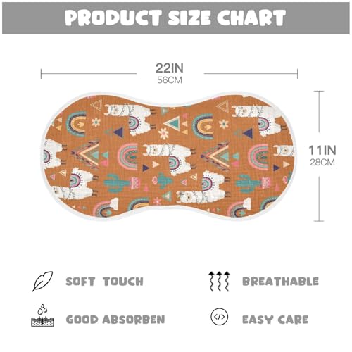 J JOYSAY Llama Cactus Rainbow Brown Baby Burp Cloths for Boys Girls Large 22''x11'' Cotton 4 Layer Baby Infant Burp Cloths for Infant Newborn one sizex42