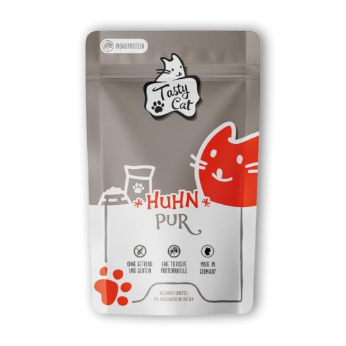 TastyCat Nassfutter für Katzen Mono Huhn pur 12 x 125g. | getreidefrei | viel Fleisch | Monoprotein
