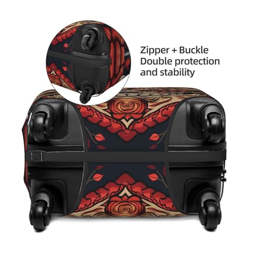Skull dead day Mexican Red Elastic Travel Luggage Cover Travel Suitcase Cover for Trunk Case 19''-32'' Luggage Protective Cover4