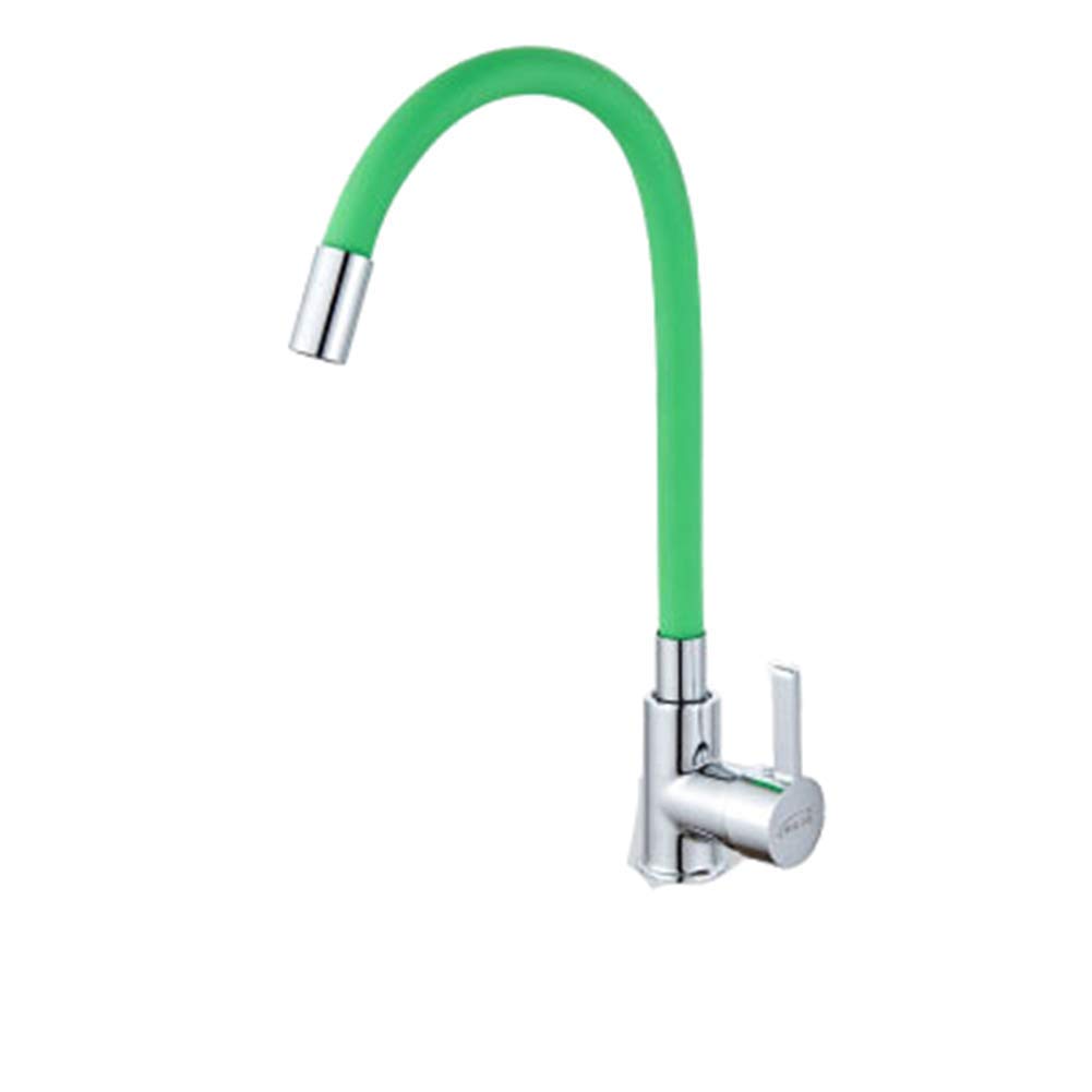 Rubinetto per lavello Cucina Bagno, Ottone Cromato Rubinetto per lavello da Cucina Nero Gomma Flessibile Miscelatore per Acqua Calda e Fredda Rubinetto Rotazione Rubinetto per Cucina/Verde Comfortable