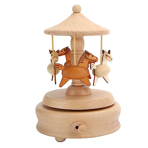 Lazmin112 Carillon in Legno con Simpatici Cavalli