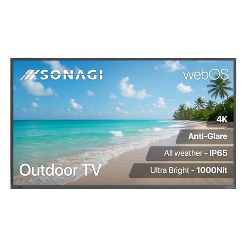SONAGI Helios 65 Outdoor TV - Anti-Glare IP65 Water Dust Resistant Television with 1000-Nit Brightness for Direct Sun