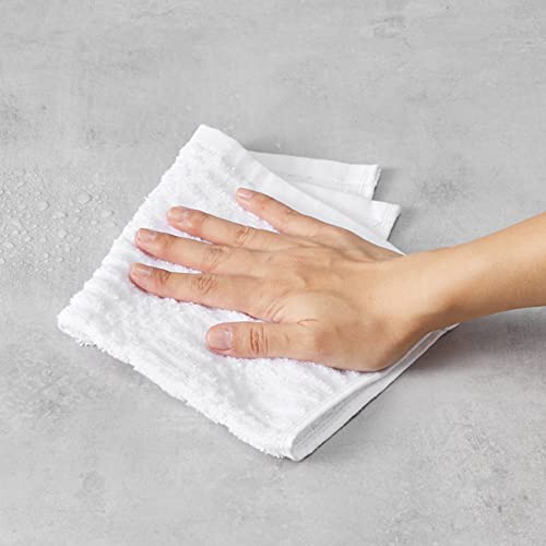 Amazon Basics 100% Cotton Kitchen Dish Cloths, 12 X 12-Inch, Absorbent Durable Ringspun Cloth - 8-Pack, White #TOP4