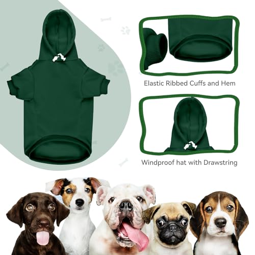 Image of Dog Sweaters for Large Dogs Dog Hoodie Pet Sweater Solid Soft Brushed Fleece Pet Clothes Hoodie Sweatshirt with Pocket(Green-XL)