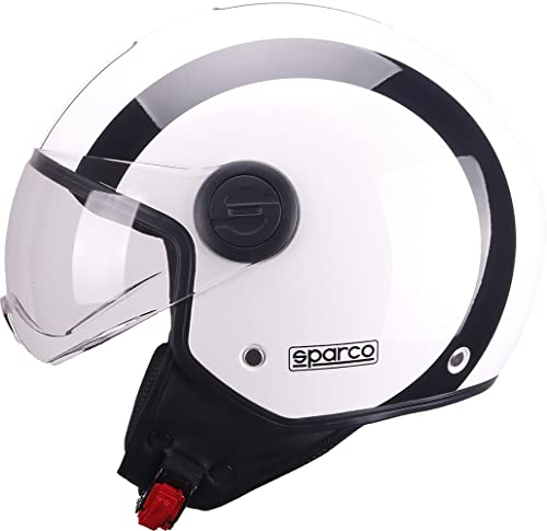 Sparco Riders SP601 Casque Moto Demi-Jet, Casque Scooter Homologué ECE 22.06, Casque Demi-Jet Avec Visière Anti-Rayures et Déclenchement Micrométrique,...