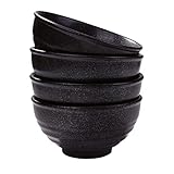 Swlthwen Japanese Black Rice Bowls Set of 4, Ceramic Asian Bowls Sushi Bowls for Rice, Oats, Soup, Snacks, Desserts