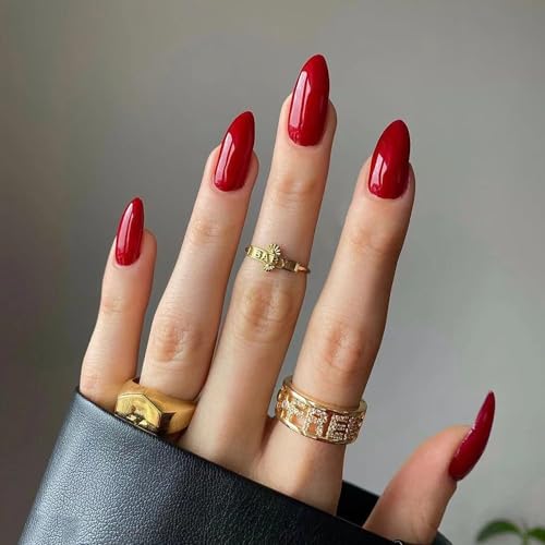 Classic Retro Red Press-On Nails – 24 Glossy Gel Nails, 12 Sizes,...