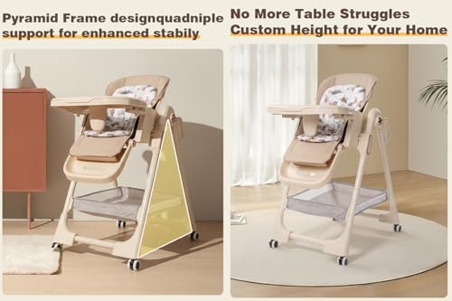 Image of Nine point nine PU Leather Highchair, Adjustable Baby High Chair, High Chairs for Babies and Toddlers, Easy to Fold Baby Chair (X8122 Deep Grey)