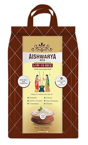 Image of Aishwarya Low GI Rice | Best Rice for Diabetics - Prevent Heart Diseases - Reduces Obesity, Gastric Troubles | Certified Low GI Rice | Pure 2 Years Old Raw Rice | 5 Kg