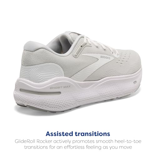 Brooks Brooks Men’s Ghost Max Cushion Neutral Running & Walking Shoe - White/Oyster/Metallic Silver - 11.5 Medium