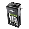 VARTA Power on Demand LCD Plug Charger+ voor AA/AAA/9V Accu’s en USB-apparatuur, Opladen via één Contact, incl. 4x AA…