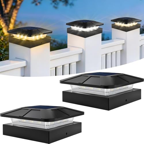 ROMANJOY 4x4 Solar Post Cap Lights Waterproof for Wood/Vinyl Posts, 2Pack - image 1