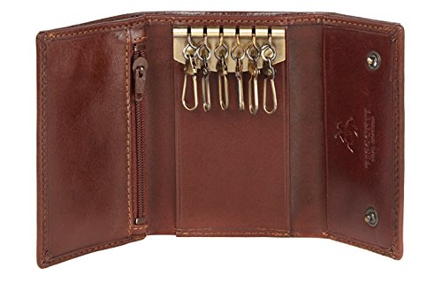 Visconti 1178 Genuine Leather Mens Slim Key Case Wallet/Key Chain Wallet/Key Holder Wallet (Brown)