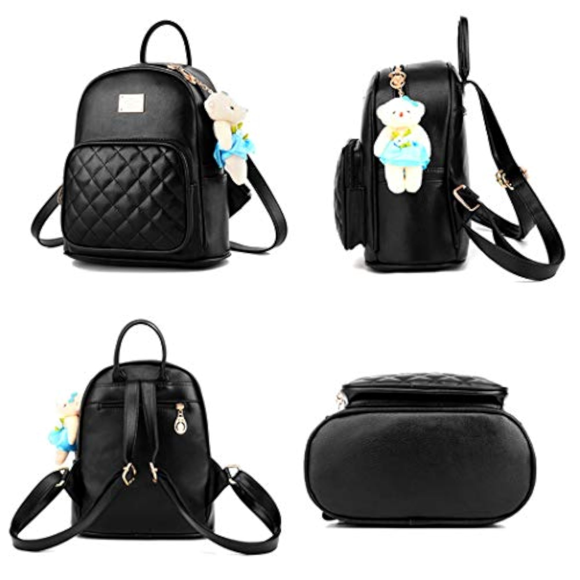 Mini Backpack Solid Color Cute Daypack, Faux Leather
