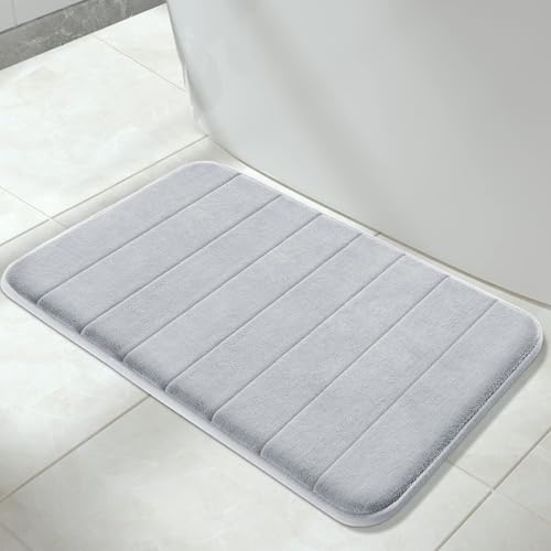 Yimobra Badematte rutschfest, 80 x 50 cm, Super Wasseraufnahme, Dick, Maschinenwaschbar, Leicht zu Trocknen Badezimmerteppich – Silber – Ansicht 1