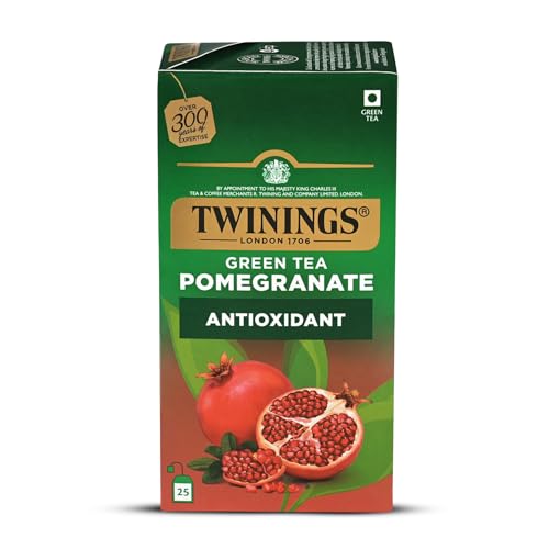 Image of Twinings Green Tea & Pomegranate, 25 Tea Bags| Pack of 1| Perfectly Balanced & Refreshing Taste| Light, Fruity Flavour| Low Calorie| Handpicked Green Tea Leaves| Enjoy as Hot or Iced Tea