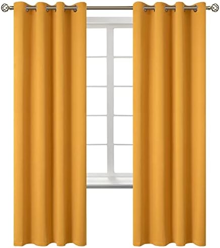 BGment Room Darkening Curtains 72 Inches Long - Grommet Thermal Insulated Drapes Window Treatment Curtains for Bedroom, 2 Panels, 52 x 72 Inch, Mustard Yellow