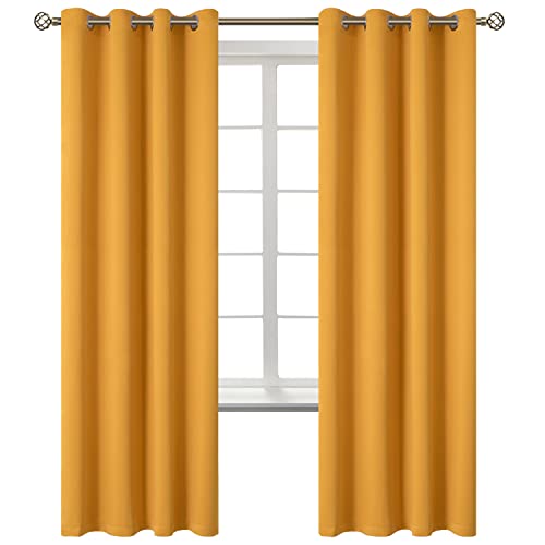 Bgment Room Darkening Curtains 72 Inches Long - Grommet Thermal Insulated Drapes Window Treatment Curtains For Bedroom, 2 Panels, 52 X 72 Inch, Mustard Yellow #TOP5