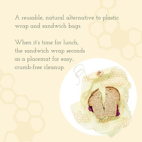 Bees-Wrap-Reusable-Beeswax-Food-Wraps-Made-in-the-USA-Eco-Friendly-Beeswax-Wraps-for-Food-Sustainable-Food-Storage-Containers-Organic-Cotton-Food-Wraps-Sandwich-Wrap-for-Bread-Honeycomb-Pattern