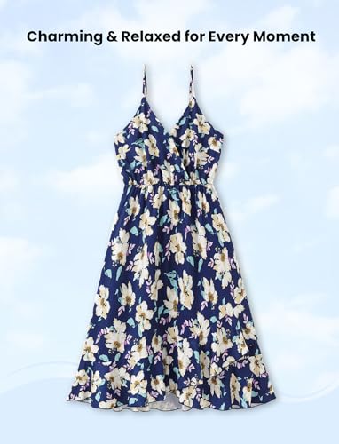 Image of PATPAT Couples Matching Outfits Hawaiian Women Dresses & Men Shirts | Matching Cruise Outfits for Couples, Beach Vacation Outfits, Spaghetti Strap Midi Sundress, Men Boho Tropical Print Shirt