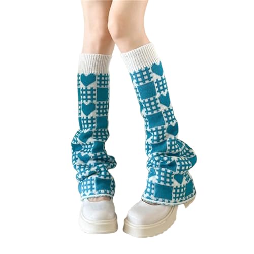 Image of Y2K Kawaii Leg Warmers Knitted Flare Leg Sleeves Love Heart Pattern Boots Cuffs Valentine's Ankle Heap Socks