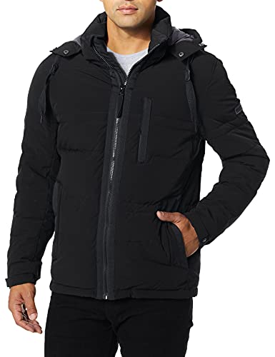 Marc New York by Andrew Marc Men's Huxley Mid Length Hooded Jacket, Black, XX-Large