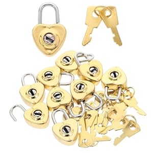 Jecompris Heart Padlock Set Gold Locks