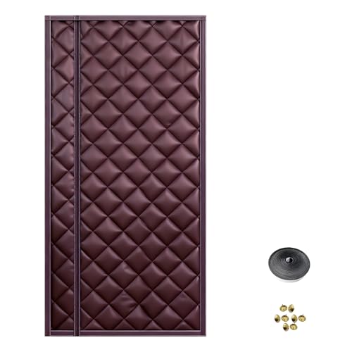 暖簾 間仕切りカーテン ドアカーテン 80x200cm 断熱保温 簾 マグネット 冬 防寒 防水 保温 防音 遮光 防風 省エネ 目隠し 暖房 冷房 窓 冷暖房効率UP 取り付け簡単 玄関 ドア用 防風 コーヒー(茶色,W 165 x H 205cm)