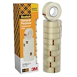 Scotch Ruban Adhésif Transparent - 10 rouleaux (15 mm x 10 m) -Ruban...