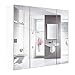 HOMFA Bathroom Wall Mirror Cabinet, 27.6 inches Multipurpose Storage Organizer Medicine Cabinet Space Saver with 3 Doors Adjustable Shelf Kitchen Cupboard, White