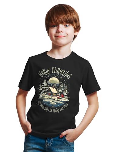 Image of Kids Christmas Graphic Printed T-Shirt for Boys & Girls Relaxed Fit 1980