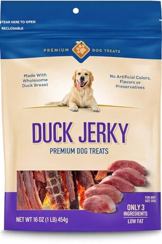 G. Rewards Duck Jerky Dog Treats 16 oz Bag Natural High Protein Real Duck Breast Only 3 Ingredients Low Fat Grain-Free No by-Products No Corn Wheat or Soy for All Dog Sizes