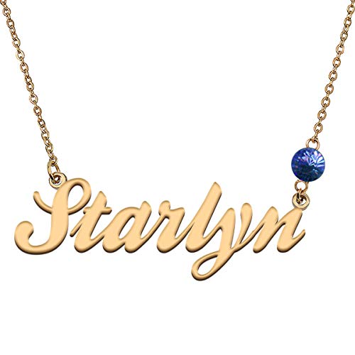 HUAN XUN Custom Choker Birthstone Starlyn Name Necklace Best