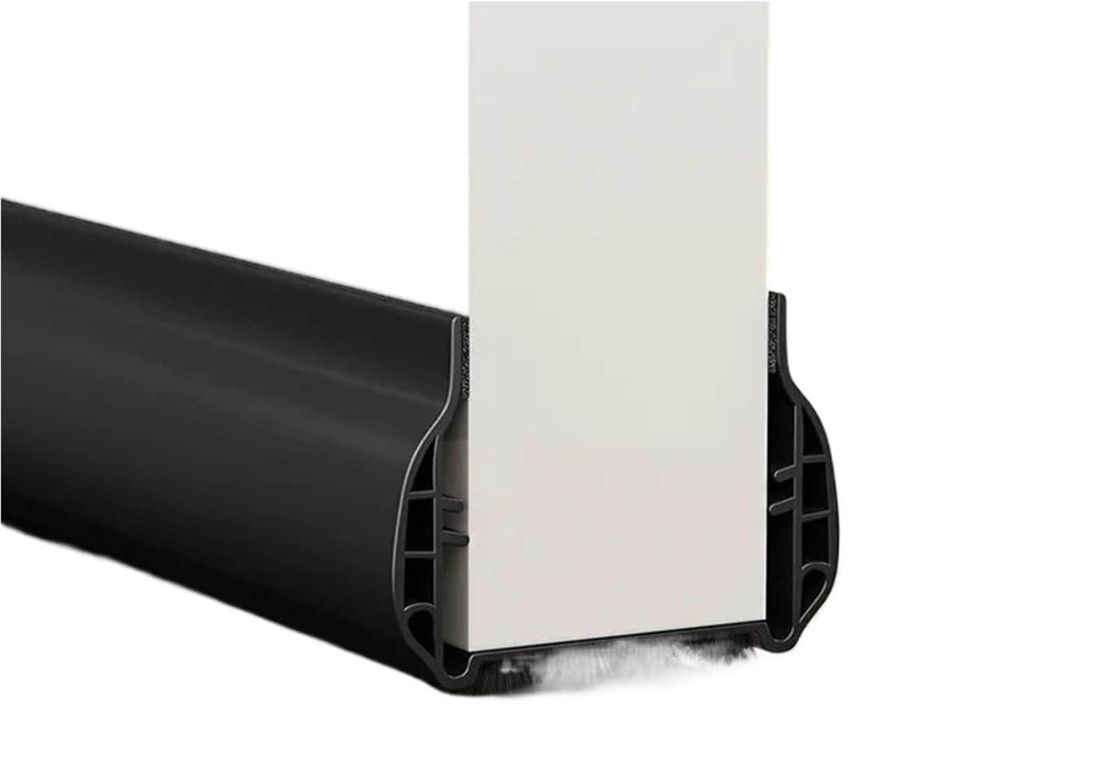Draft Excluder For Doors Door Bottom Sealing Strip With Wool-belt Wind-proof Dustproof Under Door Draft Stopper Self Adhesive Soundproof Seam Stripping(Black)