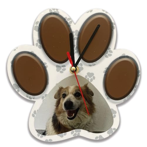 MAURIX Orologio da Parete Personalizzato con la Foto del tuo Cane, Orologi da appendere Personalizzato con Foto - Orologio da Parete Silenzioso per Bambini, Orologio Personalizzato con le Zampe