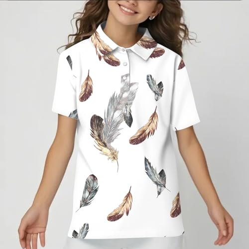 Girls' Polo Shirts Short Sleeve School Uniform Floral Lightweight Casual Top Soft Summer T-Shirt for Kids2