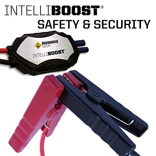 Rugged Geek RG1000 INTELLIBOOST 1000A Portable Auto Jump Starter and Power Supply with LCD Display. USB Laptop Charging. Emergency Auto Jump Box for 12V vehicles such as Cars, Trucks, SUVs and more