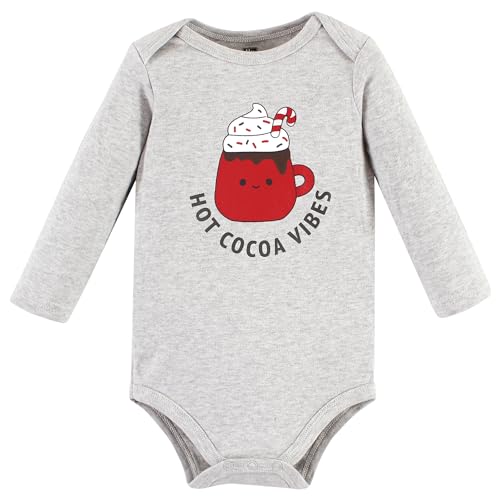 Hudson Baby Bodies unissex de manga comprida de algodão para bebês, Hot Cocoa Vibes, 18-24 Meses