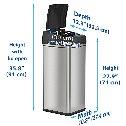 Itouchless 13 Gallon Child-Proof Sensor Trash Can With Absorbx Odor Filter Kitchen Garbage Bin thumb #5