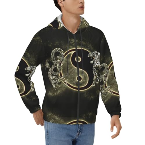 Sweat à capuche Yin Yang avec cordon pour homme look décontracté style streetwear
