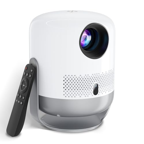 VISULAPEX Beamer, 360° Drehbarer Projektor mit WiFi Bluetooth Beamer, Full HD 1080P Unterstützung mit Elektrischer Fokus, 200'' Display Kompatibel Mit TV Stick/HDMI/USB/AV/Laptop/iPhone/Android