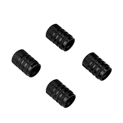 Glumes Aluminum Tyre valves Dust Caps, Tire Wheel Rims Stem Air valves Caps Tyre Cover, for Car, Motorbike, Trucks, Bike and Bicycle,4pcs (Black)
