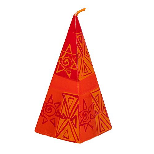 Kapula South African Pyramid Candle - Fair Trade - Hand Painted Sunset Design - Single Wick - 5 x 11 cm