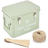 Seed Storage Box – Metal Seed Packet Organizer...