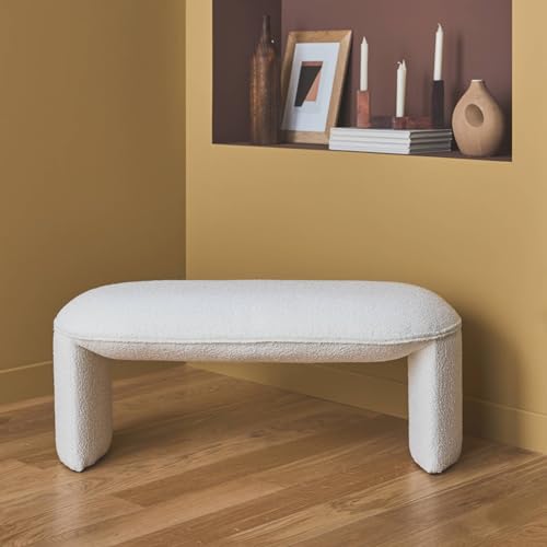 Bout de lit bouclette blanc crème sweeek Shawn optimiser espace chambre - 3