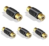 5Pack RCA Female to RCA Female Coupler –Gold-Plated Audio Connectors Compatible with Phono, Speaker, Audio Cable, Amplifier